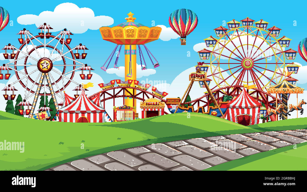 outdoor scene with amusement park Stock Vector Image & Art - Alamy