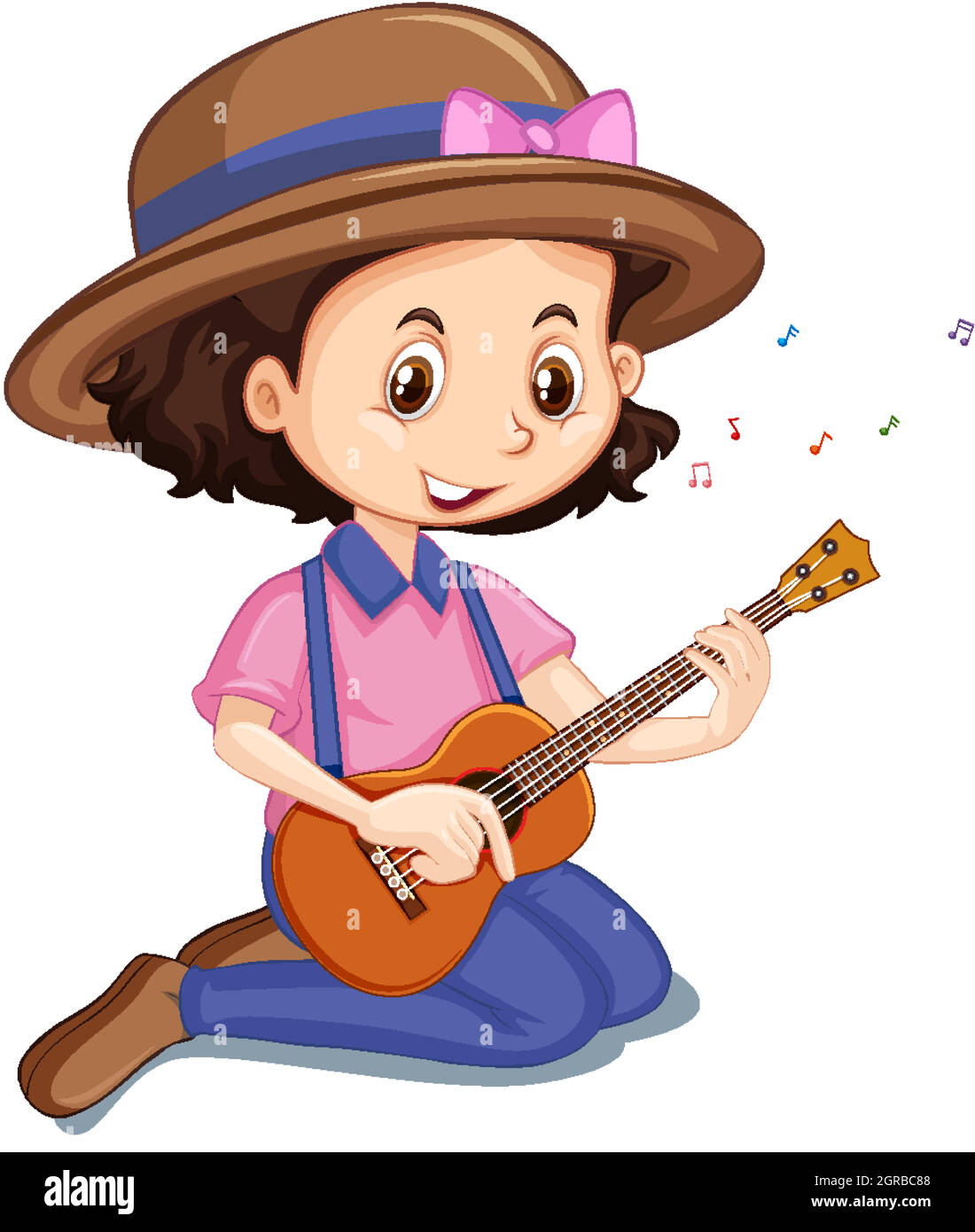 Girl playing ukulele on white background Stock Vector Image & Art Alamy