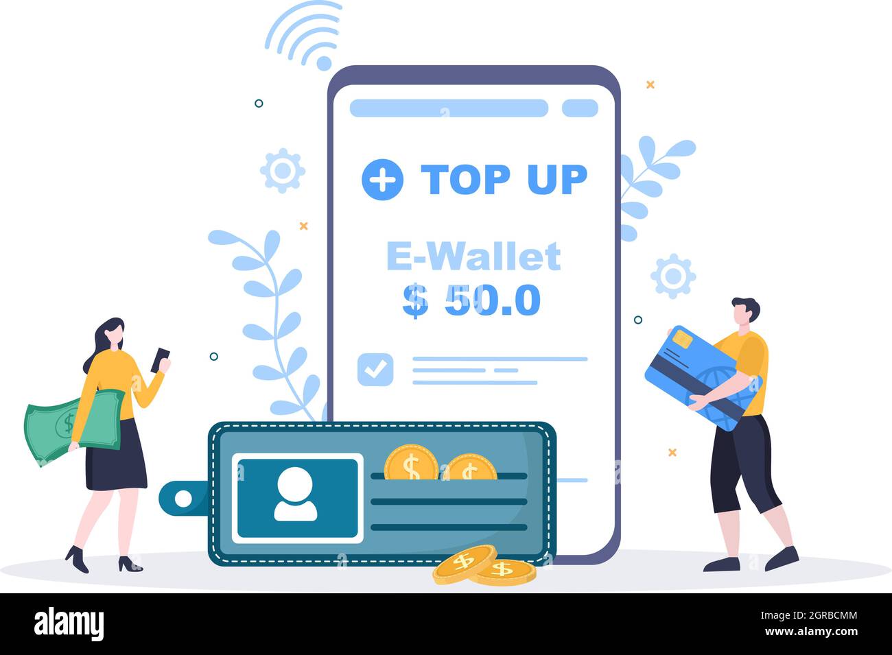 Top Up Add Your Money Balance Vector Illustration On Mobile Phone Device For Financial Application E Wallet Or Digital Currency Concept Stock Vector Image Art Alamy