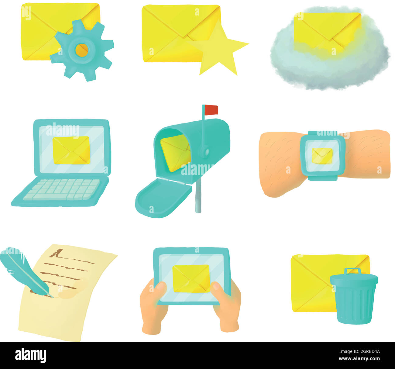 Email icons set, cartoon style Stock Vector Image & Art - Alamy