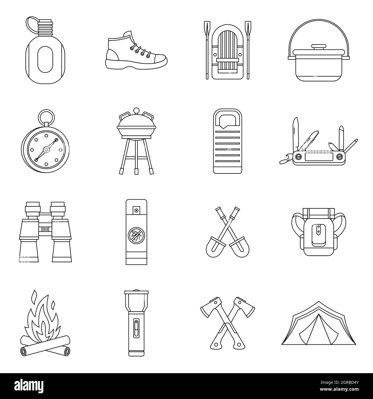 Recreation tourism icons set, outline style Stock Vector Image & Art ...