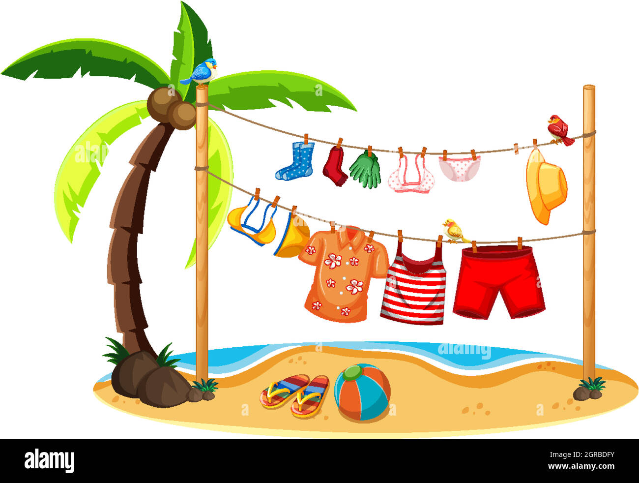 Isolated summer clothes hanging outdoor Stock Vector