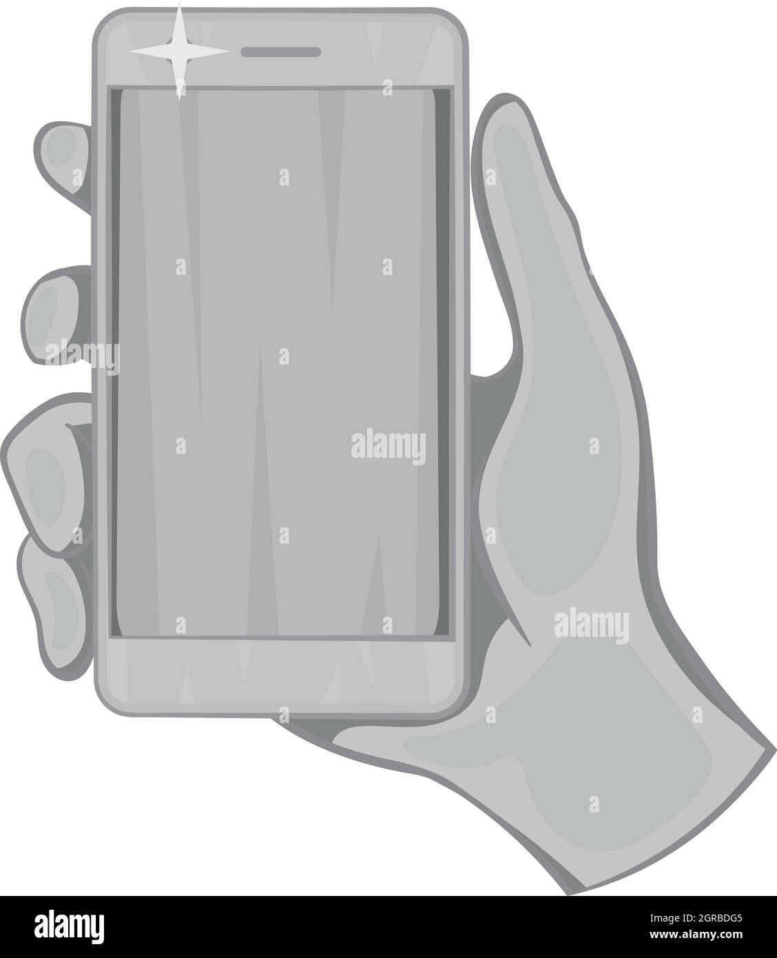 Mobile phone in hand icon, black monochrome style Stock Vector Image ...