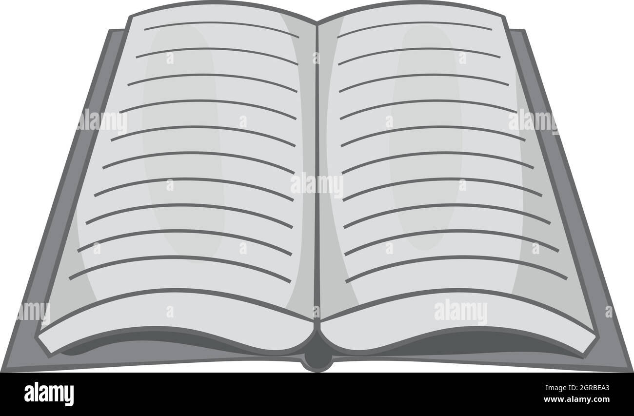 Open book with text icon, black monochrome style Stock Vector