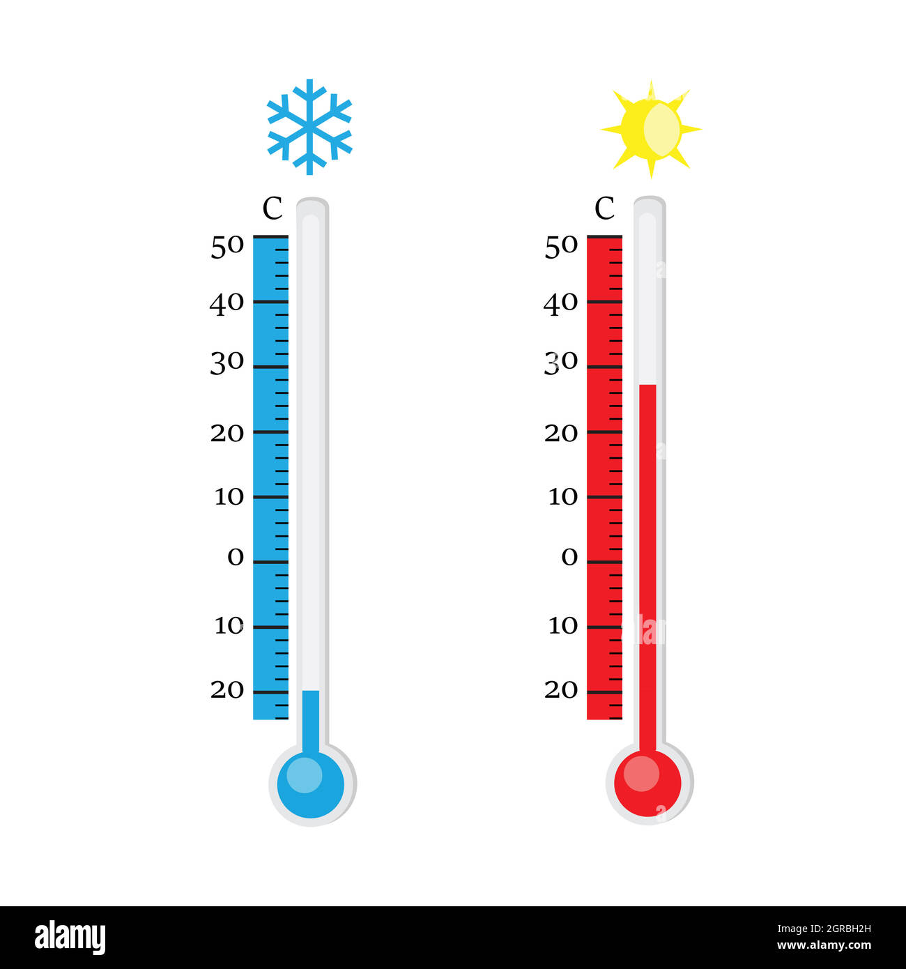 Thermometer with High and Low Temperature Stock Vector - Illustration of  thermometer, yellow: 158042966