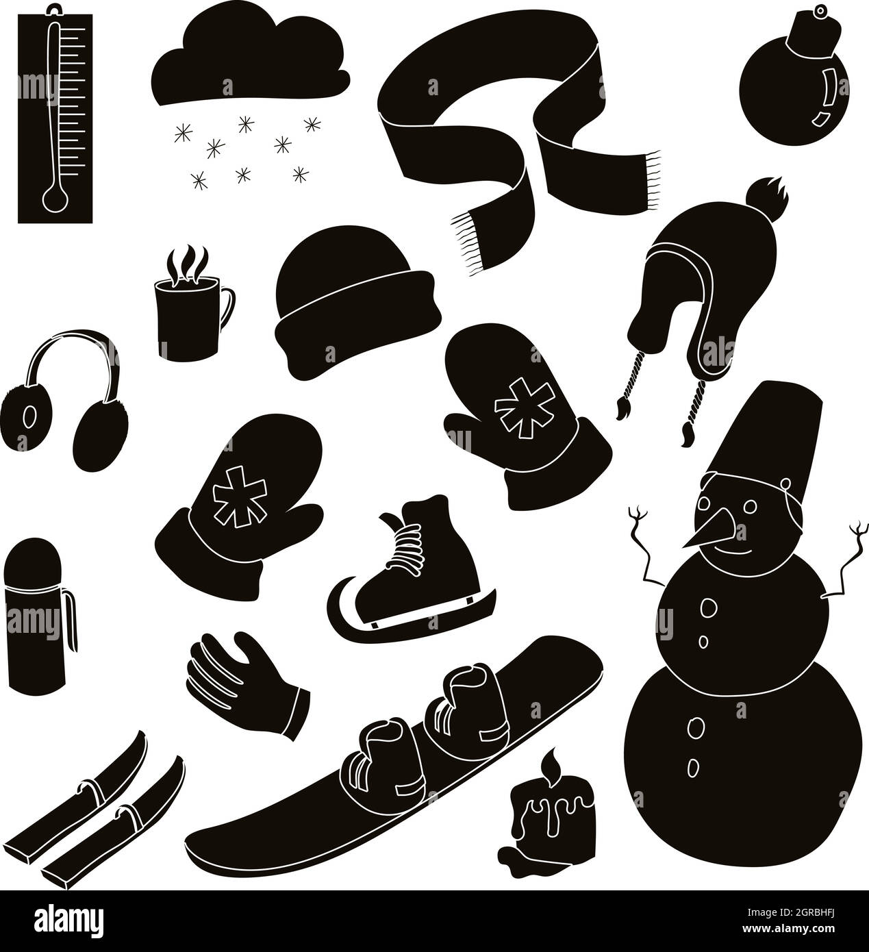 Winter icons set, simple style Stock Vector