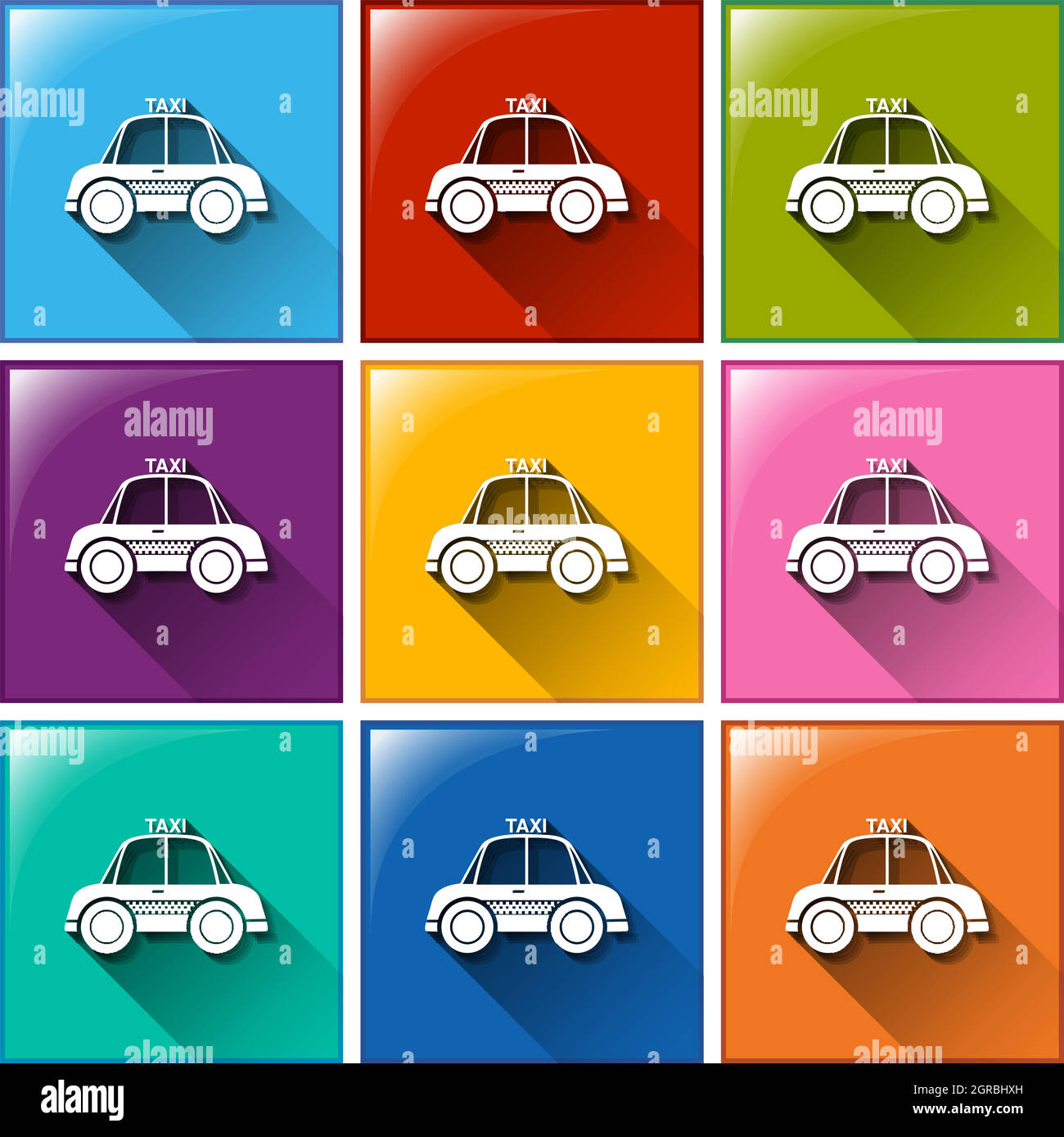 Buttons with taxi cabs Stock Vector