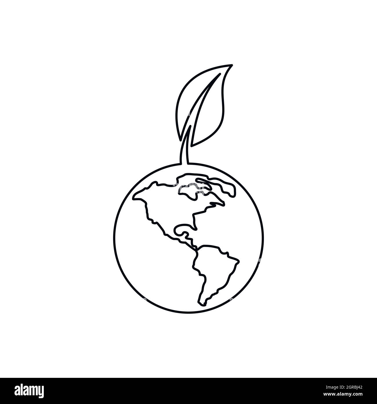 Globe with leaf icon, outline style Stock Vector Image & Art - Alamy