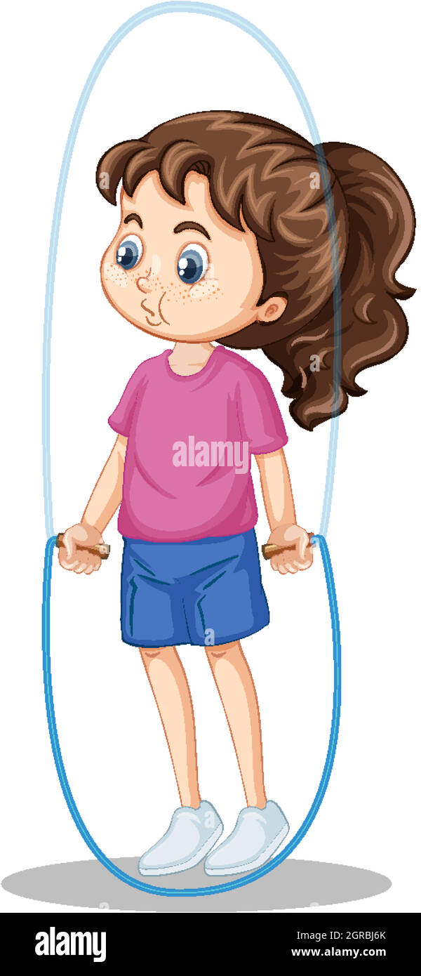 Cute girl jumping on rope cartoon character isolated Stock Vector Image &  Art - Alamy