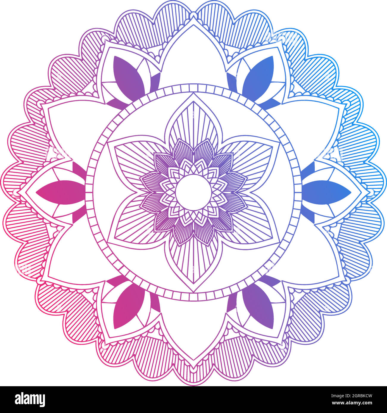 Mandala pattern design in red and blue Stock Vector