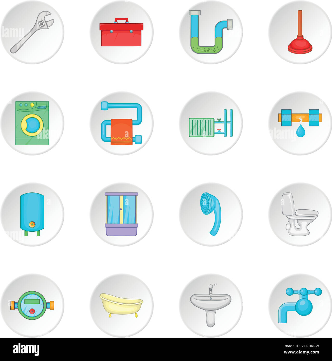 Bathroom icons set, cartoon style Stock Vector Image & Art - Alamy