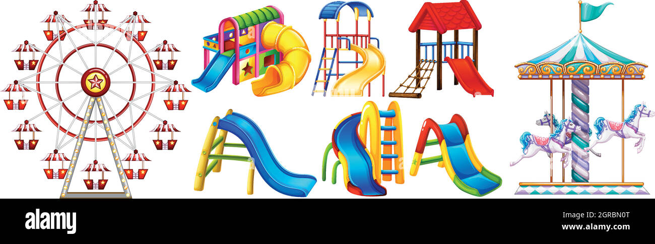 Different rides and play stations Stock Vector