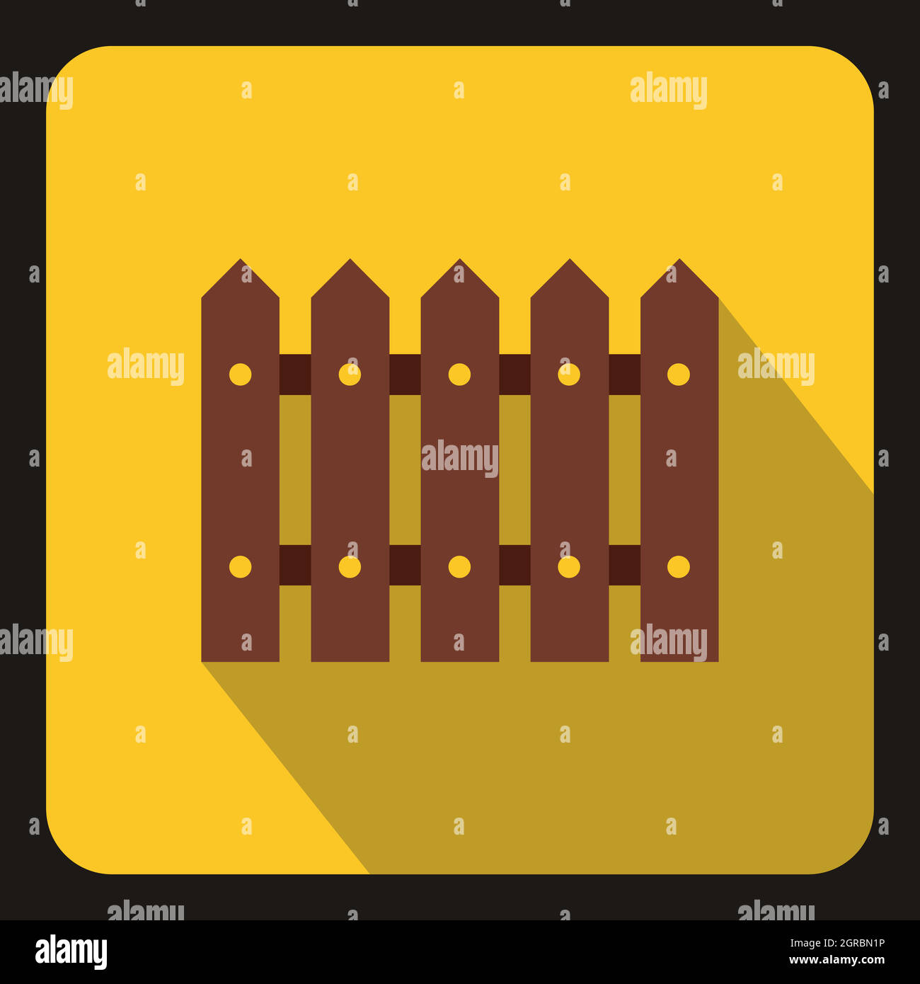 Wooden fence icon, flat style Stock Vector