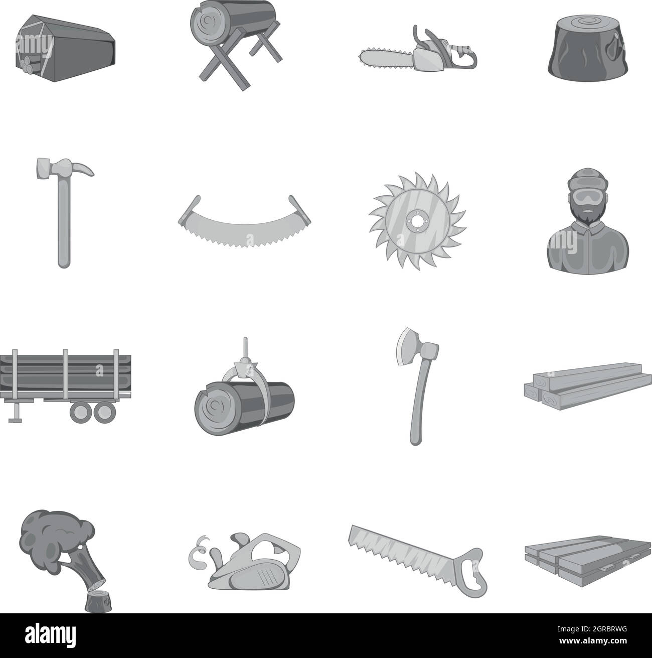 Timber industry icons set, black monochrome style Stock Vector Image ...