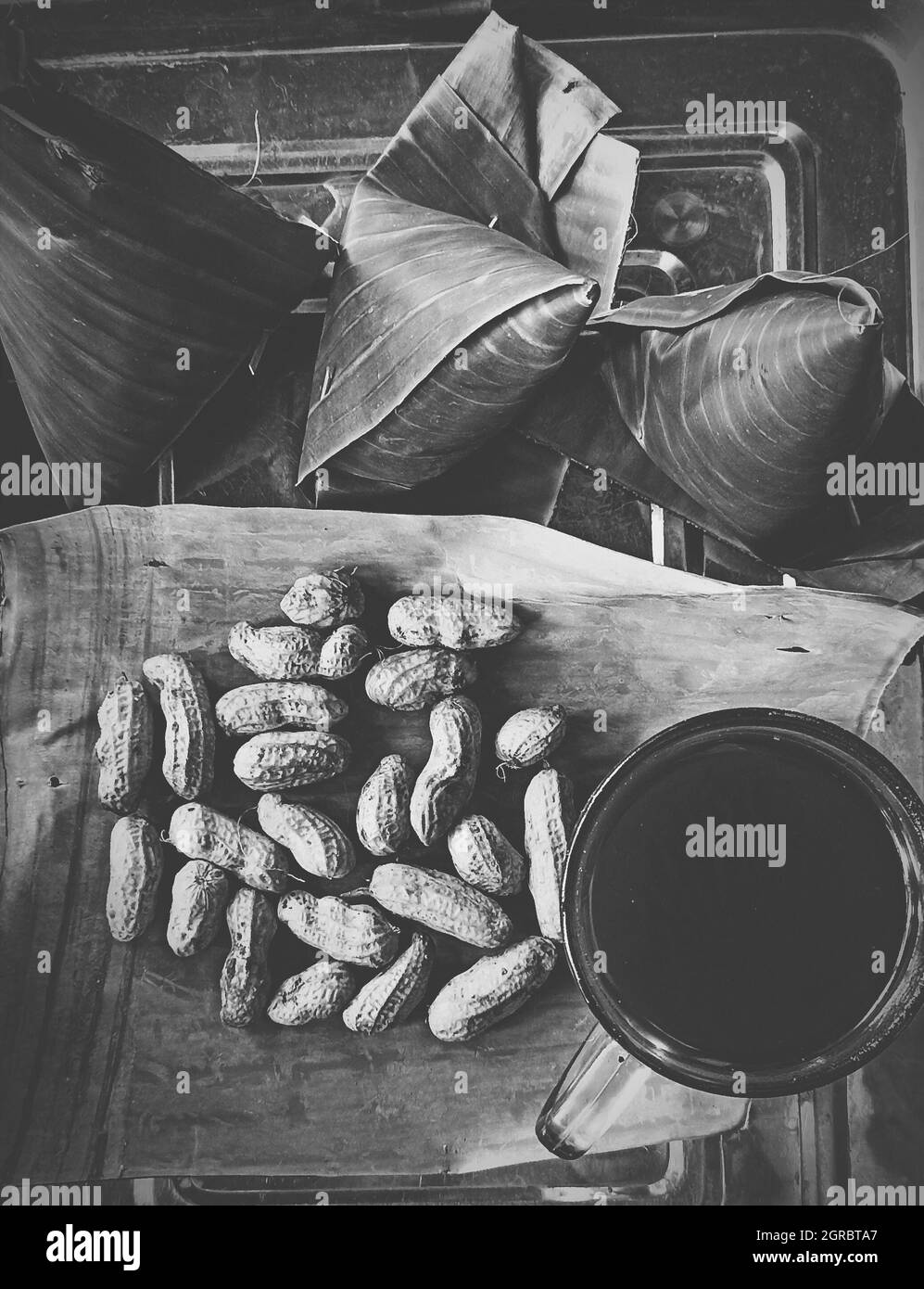 Table of snacks Black and White Stock Photos &amp; Images - Alamy