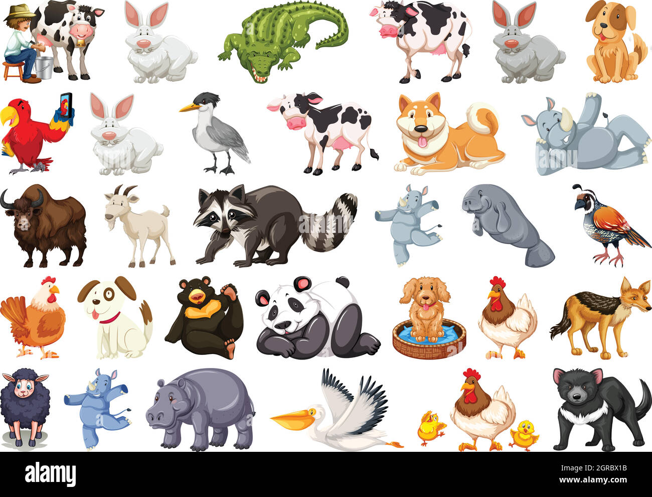 Diverse set of isolated animals on white Stock Vector Image & Art - Alamy Diverse set of isolated animals on white Stock Vector Image & Art - Alamy