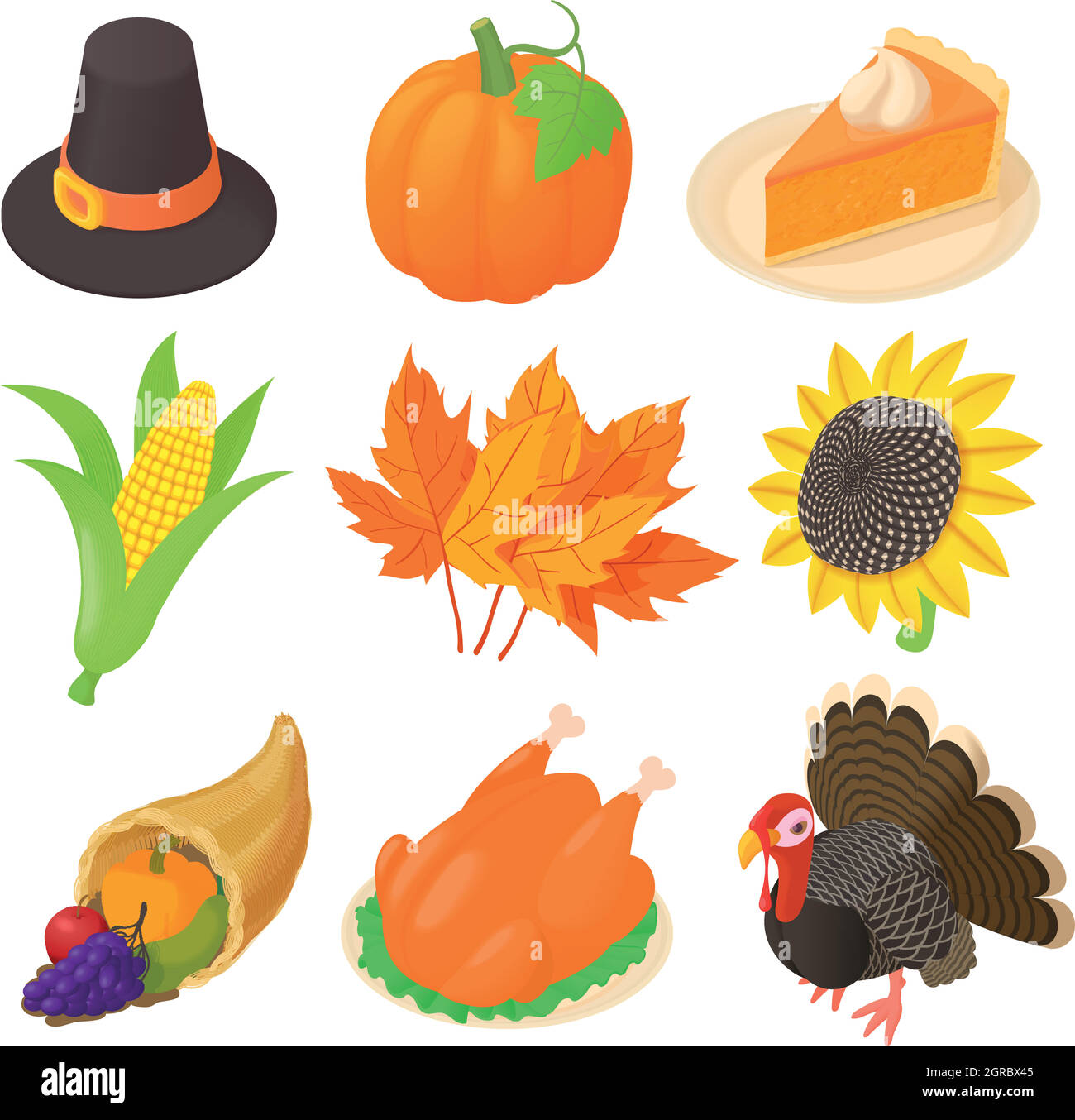 Thanksgiving icons set, cartoon style Stock Vector Image & Art - Alamy