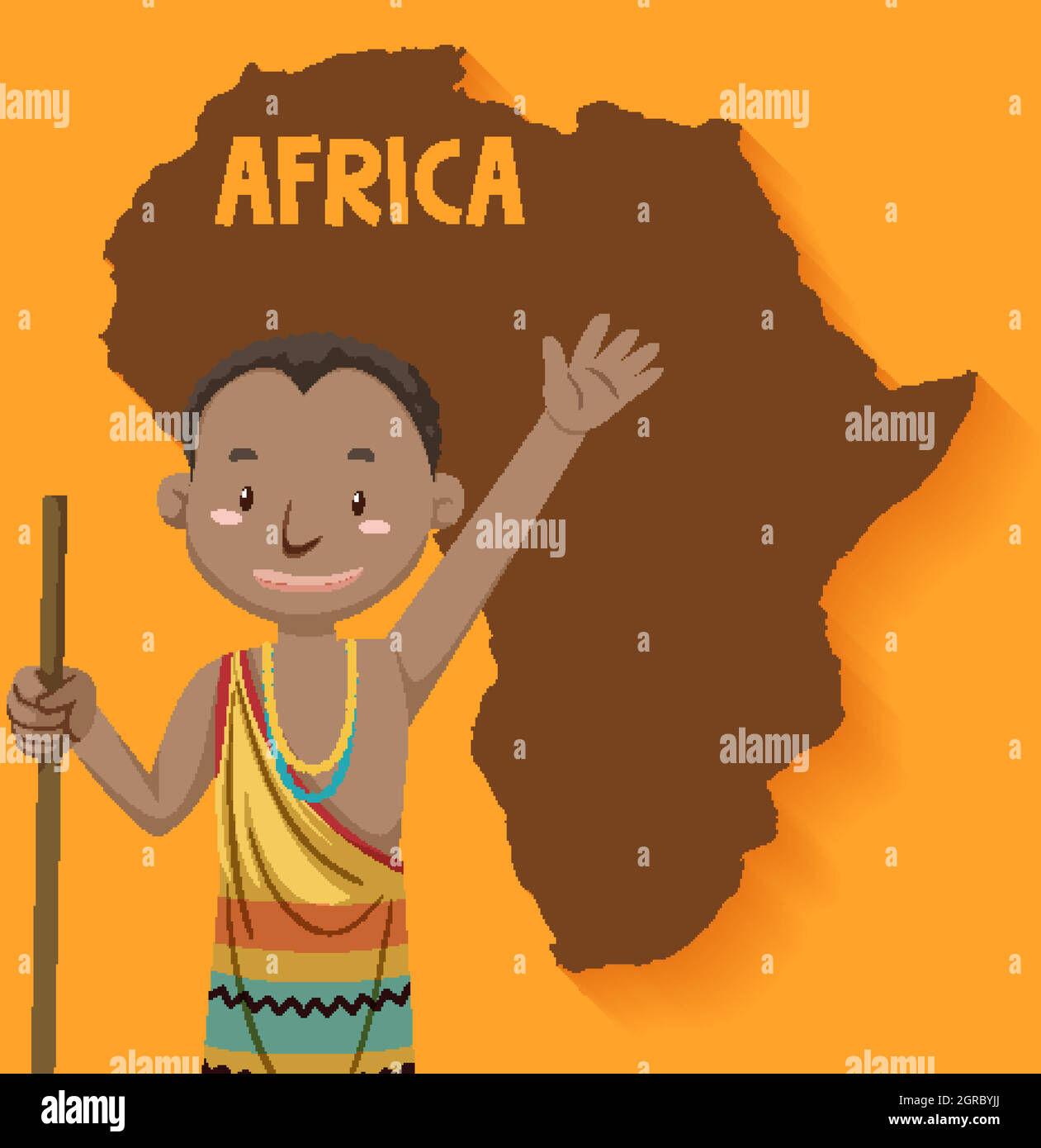 Native african tribes with map on the background Stock Vector