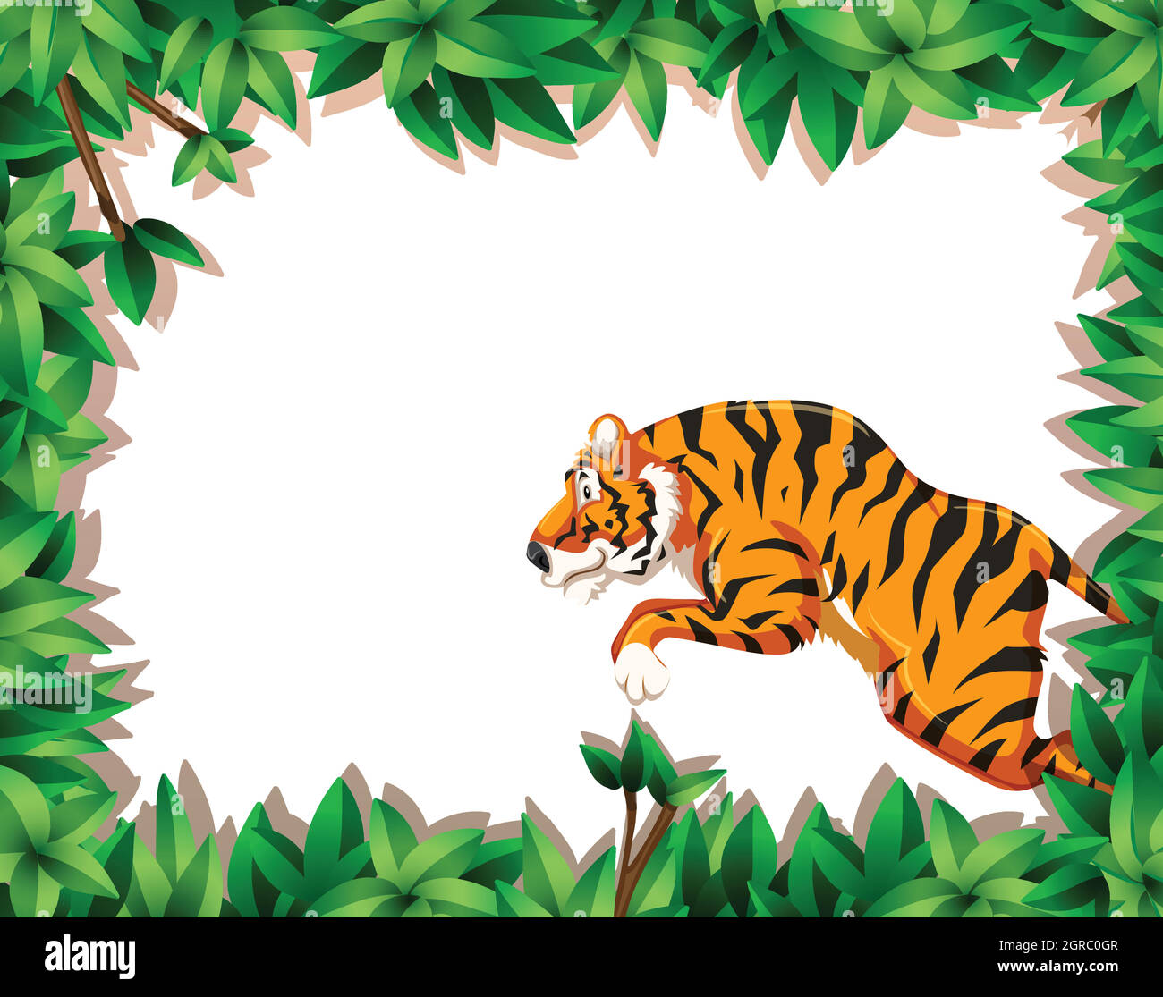Jumping tiger nature scene Stock Vector