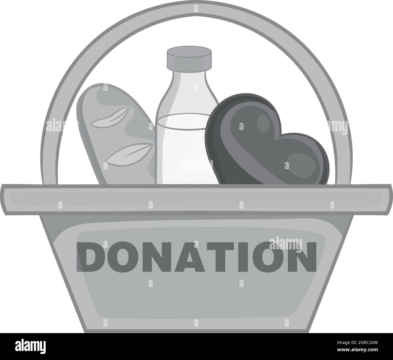 Basket of food for donations icon Stock Vector