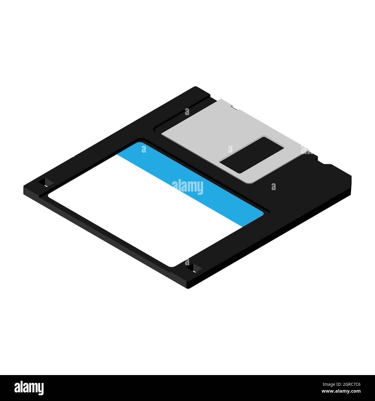 Black floppy disk isolated on white background. Diskette icon. Vintage