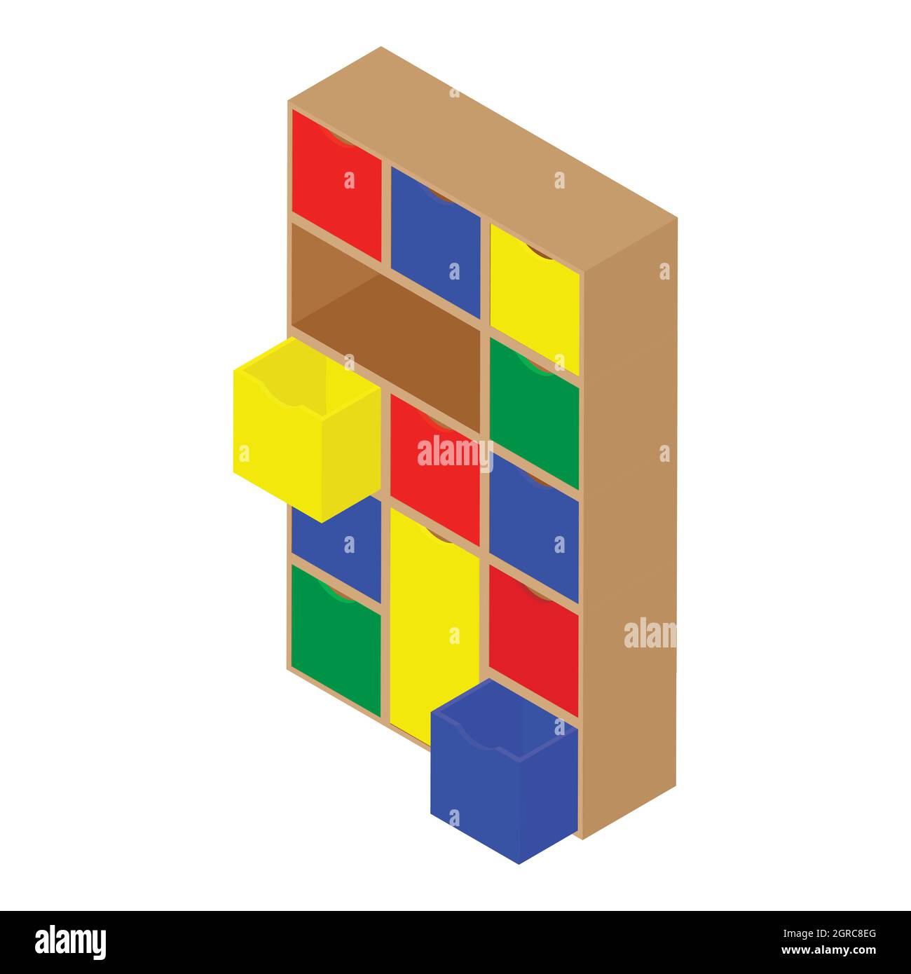 Cube modular storage shelving furniture. Toy organizer isolated on