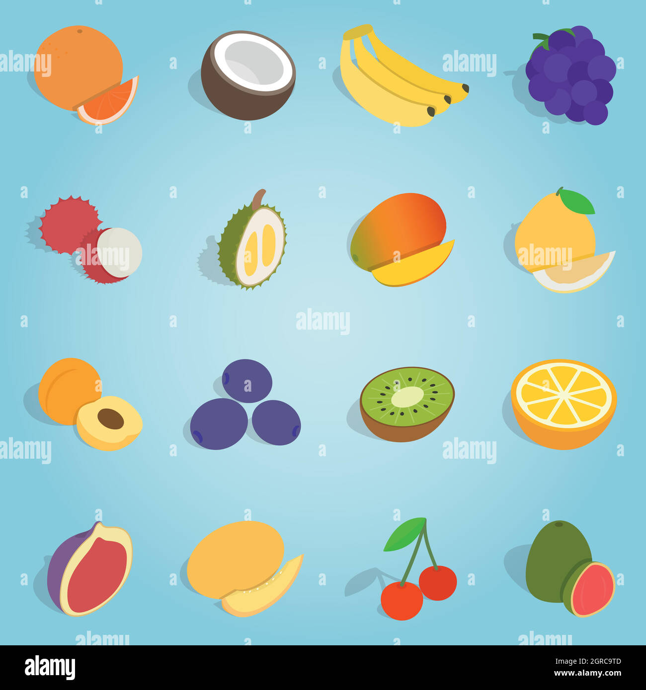 Set fruit icons hi-res stock photography and images - Alamy