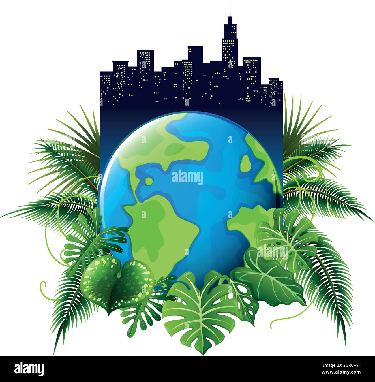 Earth and green leaves Stock Vector Image & Art - Alamy