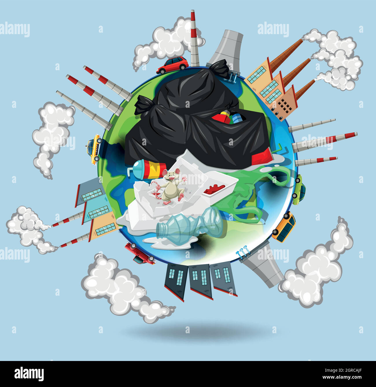 World full of pollutions and trash Stock Vector