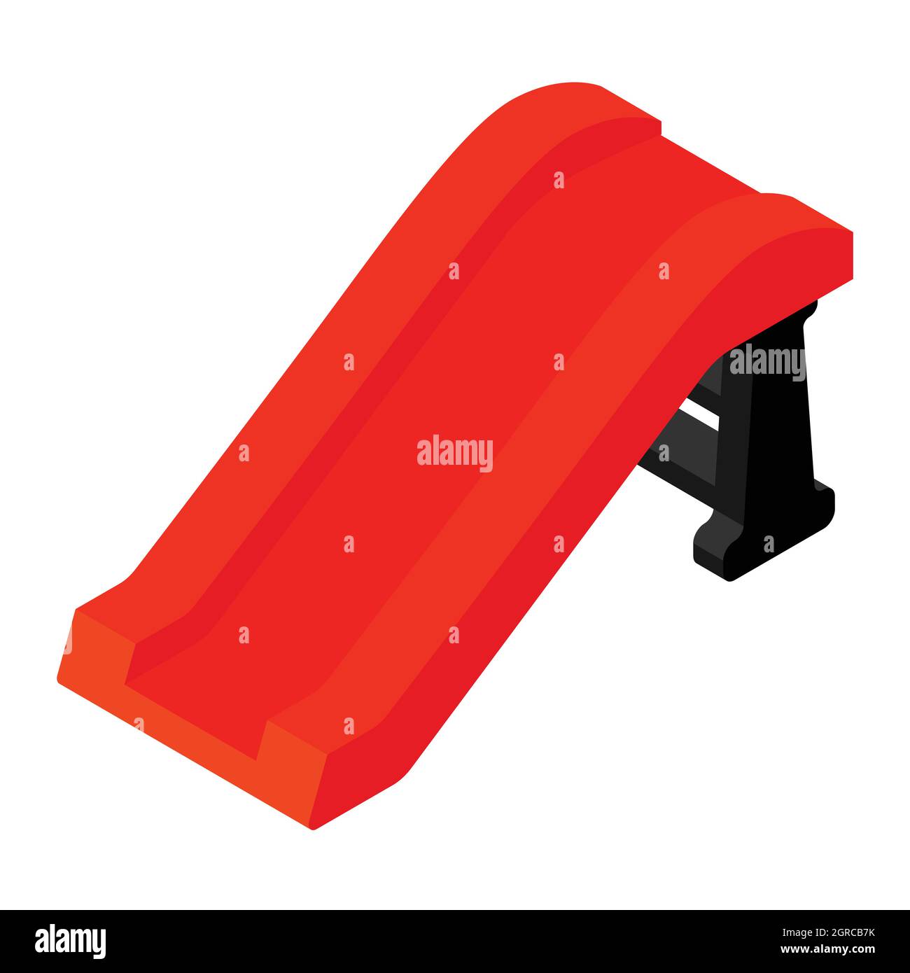 Playground red plastic slide isolated on white background. Isometric