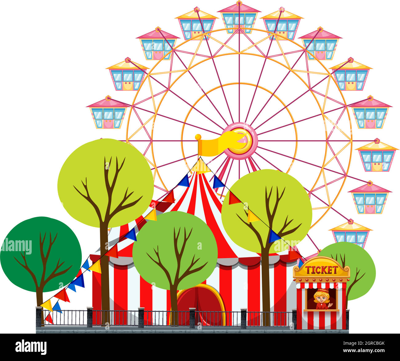 Circus scene with tent and ferris wheel Stock Vector Image & Art - Alamy