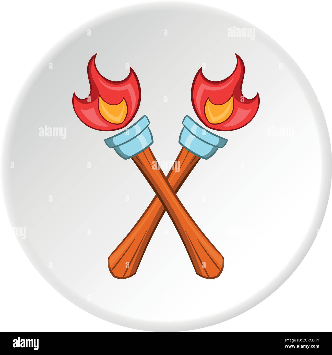 Two torches icon, cartoon style Stock Vector