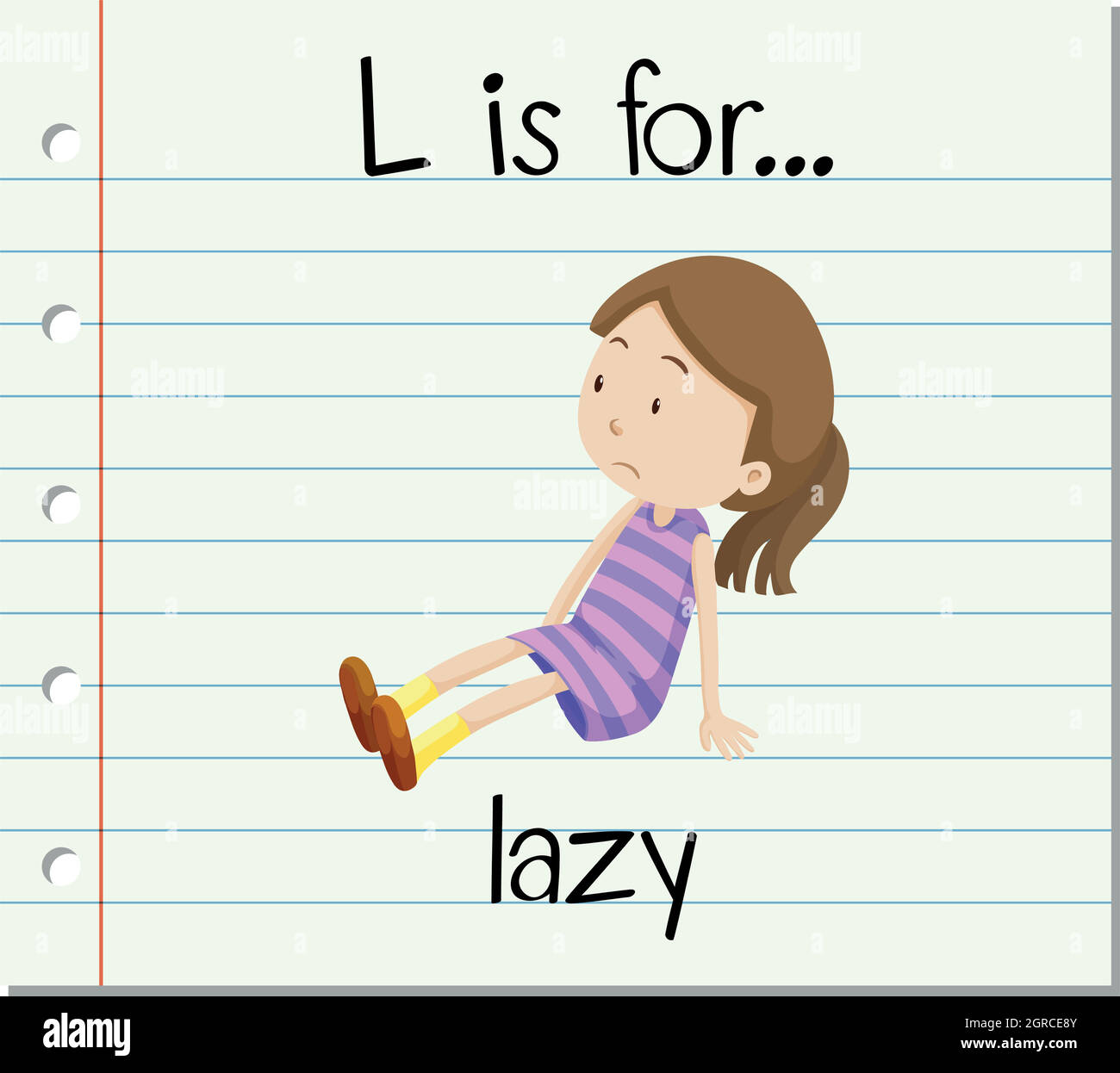 Flashcard letter L is for lazy Stock Vector