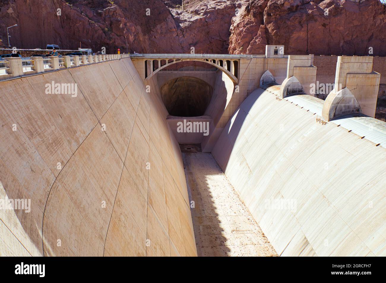 Pennstock And Spillway Tunnels At The Hoover Dam, Nevada, Usa Stock