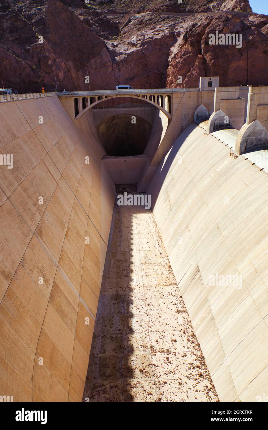 Pennstock And Spillway Tunnels At The Hoover Dam, Nevada, Usa Stock