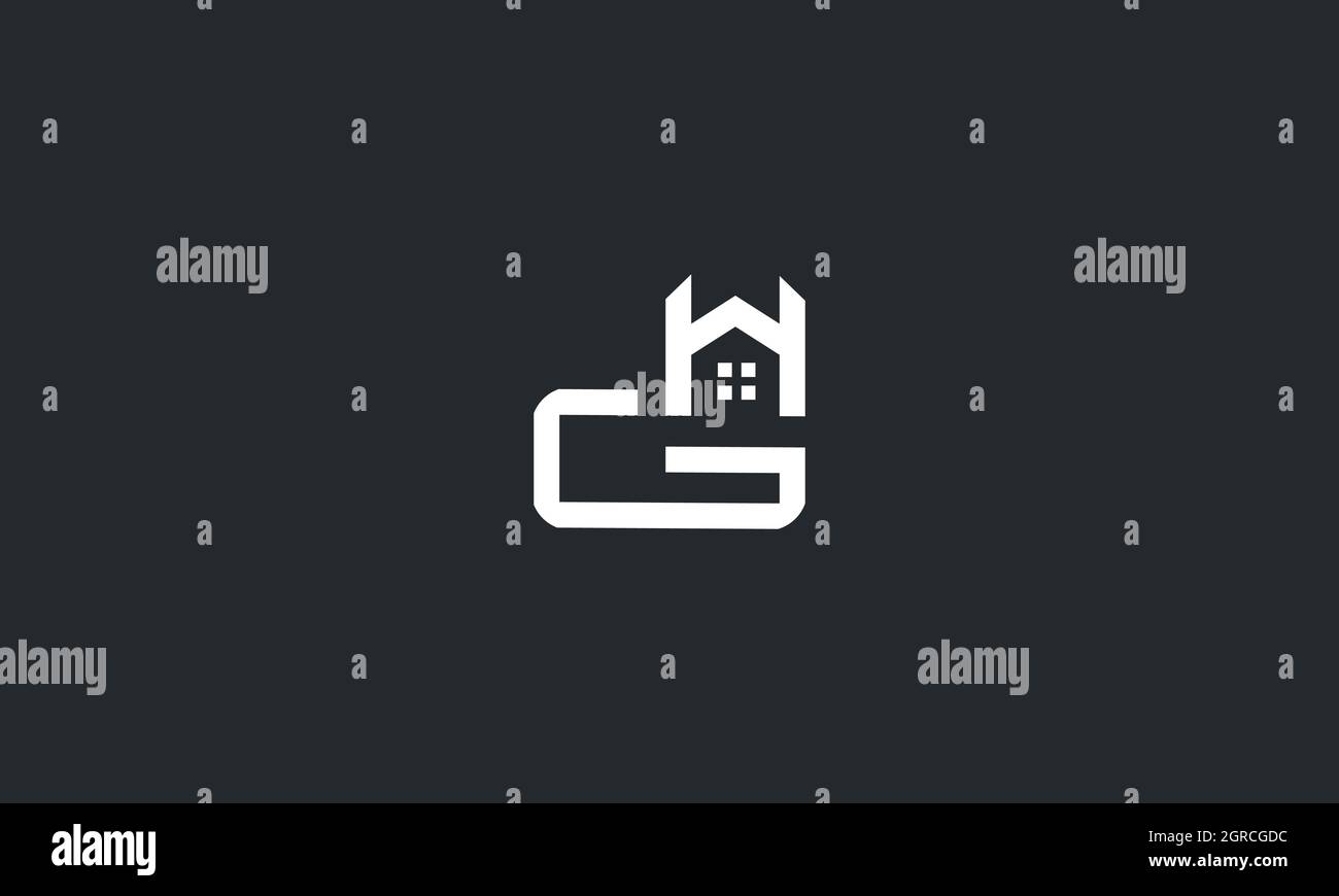 LETTERS GH REAL ESTATE LOGO DESIGN WITH NEGATIVE SPACE EFFECT FOR ILLUSTRATION USE Stock Vector