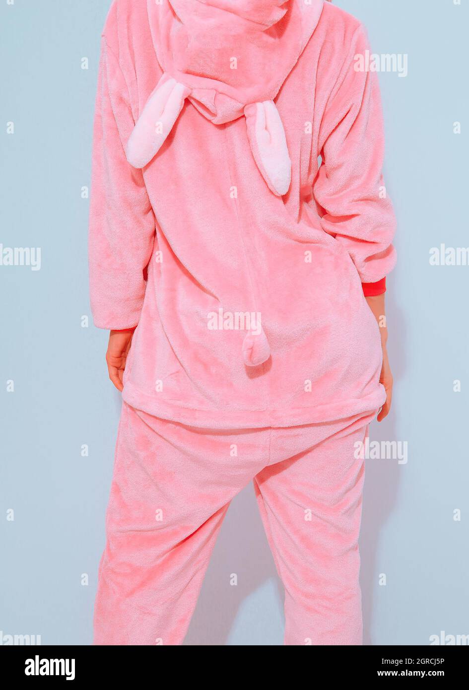 Pink Pajamas Party Girl. Home Relax Fashion Style. Kigurumi Shop Concept  Stock Photo - Alamy