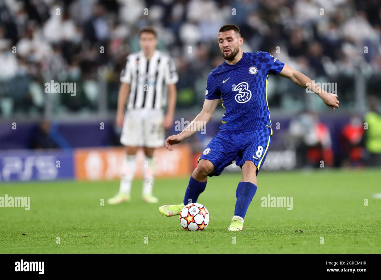 Mateo Kovacic of Chelsea Fc  controls the ball during the Uefa Champions League Group H  match between Juventus Fc and Chelsea Fc Stock Photo