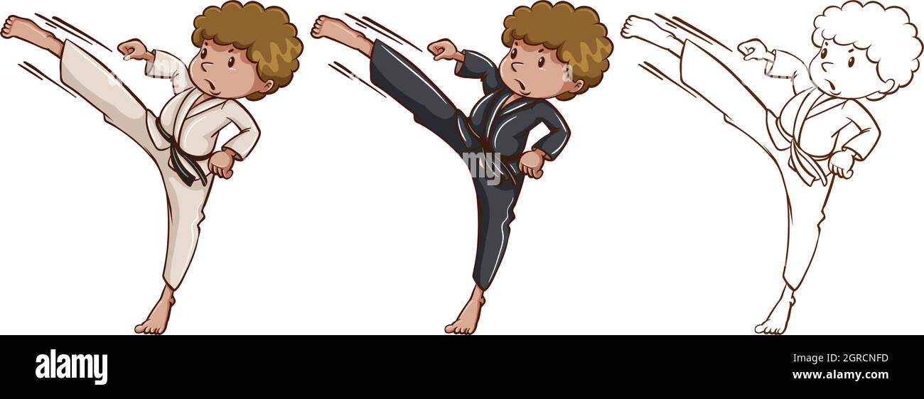 Doodle character for martial arts Stock Vector