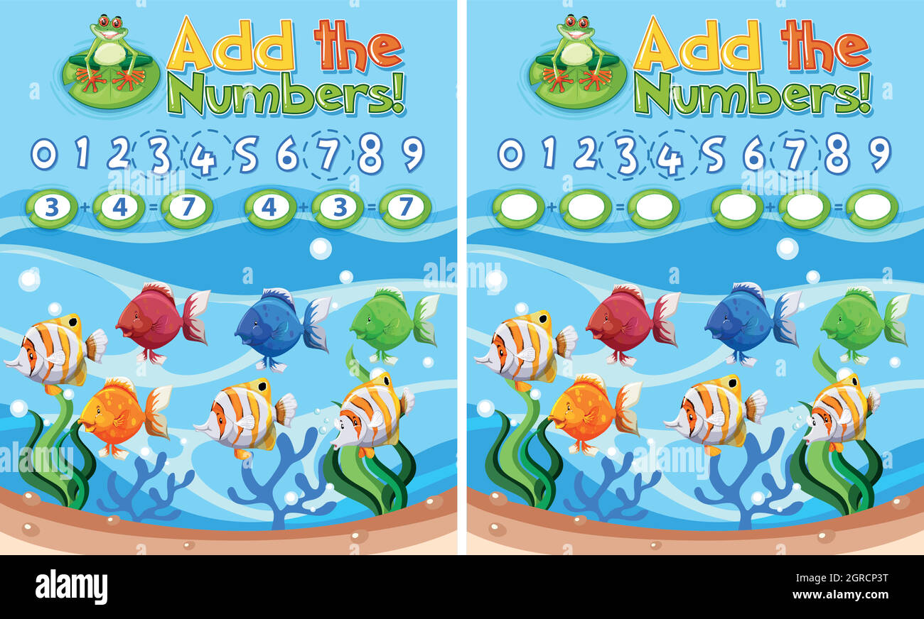 Add the number underwater theme Stock Vector