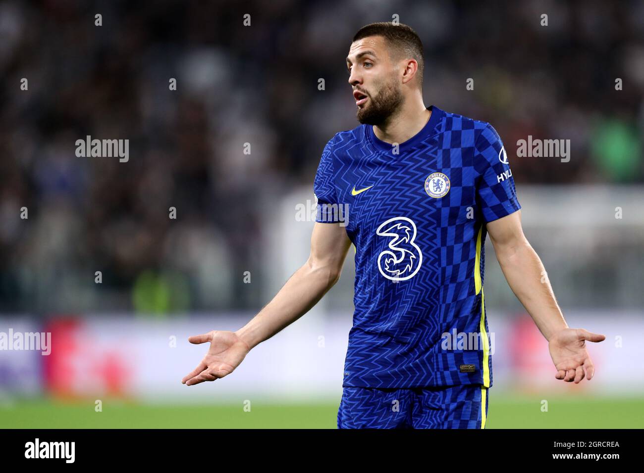 Mateo Kovacic of Chelsea Fc  looks on during the  Uefa Champions League Group H  match between Juventus Fc and Chelsea Fc . Stock Photo