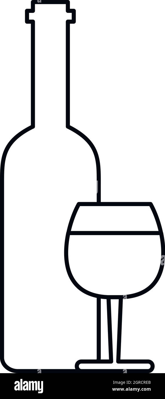 Wine and glass icon, outline style Stock Vector Image & Art - Alamy
