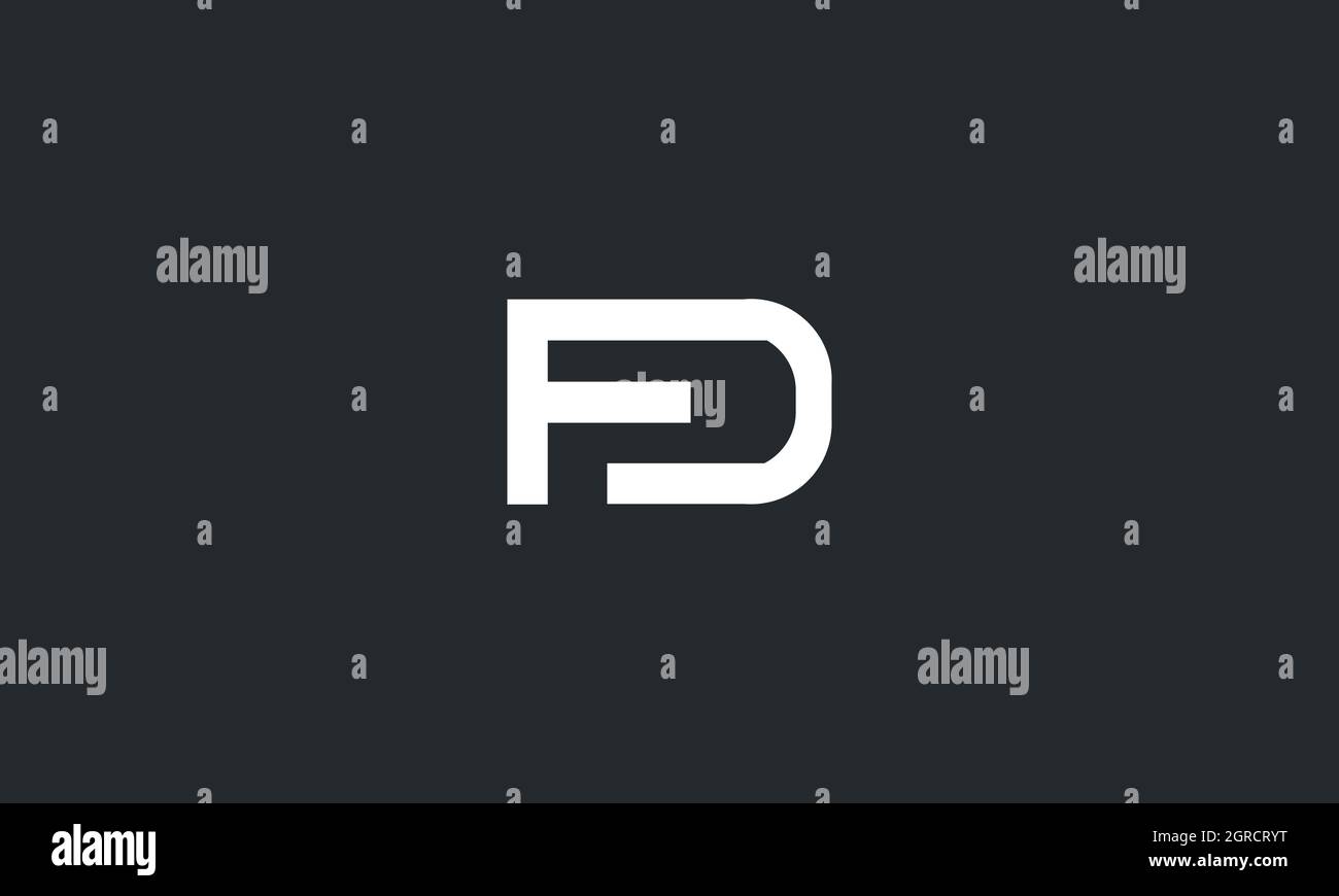 LETTERS FD LOGO DESIGN WITH NEGATIVE SPACE EFFECT FOR ILLUSTRATION USE Stock Vector