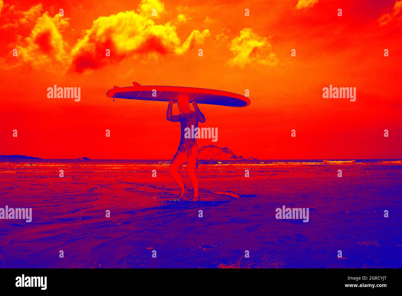 Recreation on the water. Surf lover. The descent of a surfboard on the