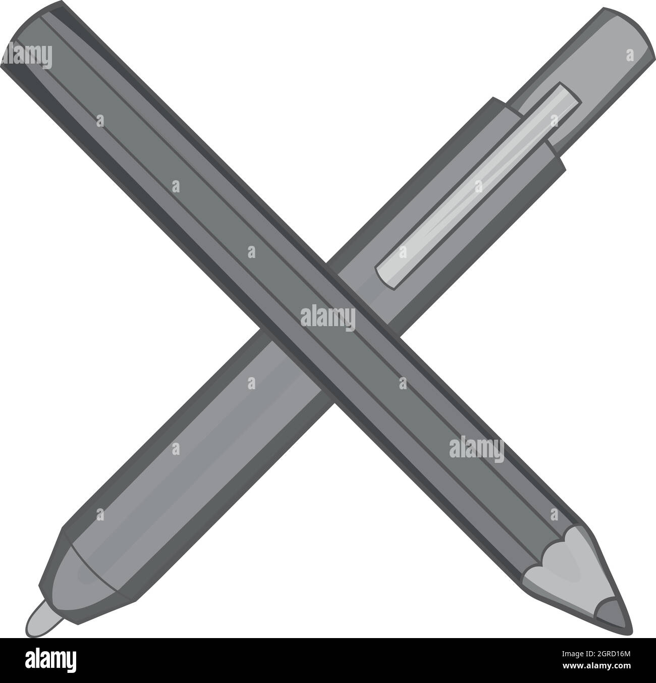 Pencil and pen icon, black monochrome style Stock Vector