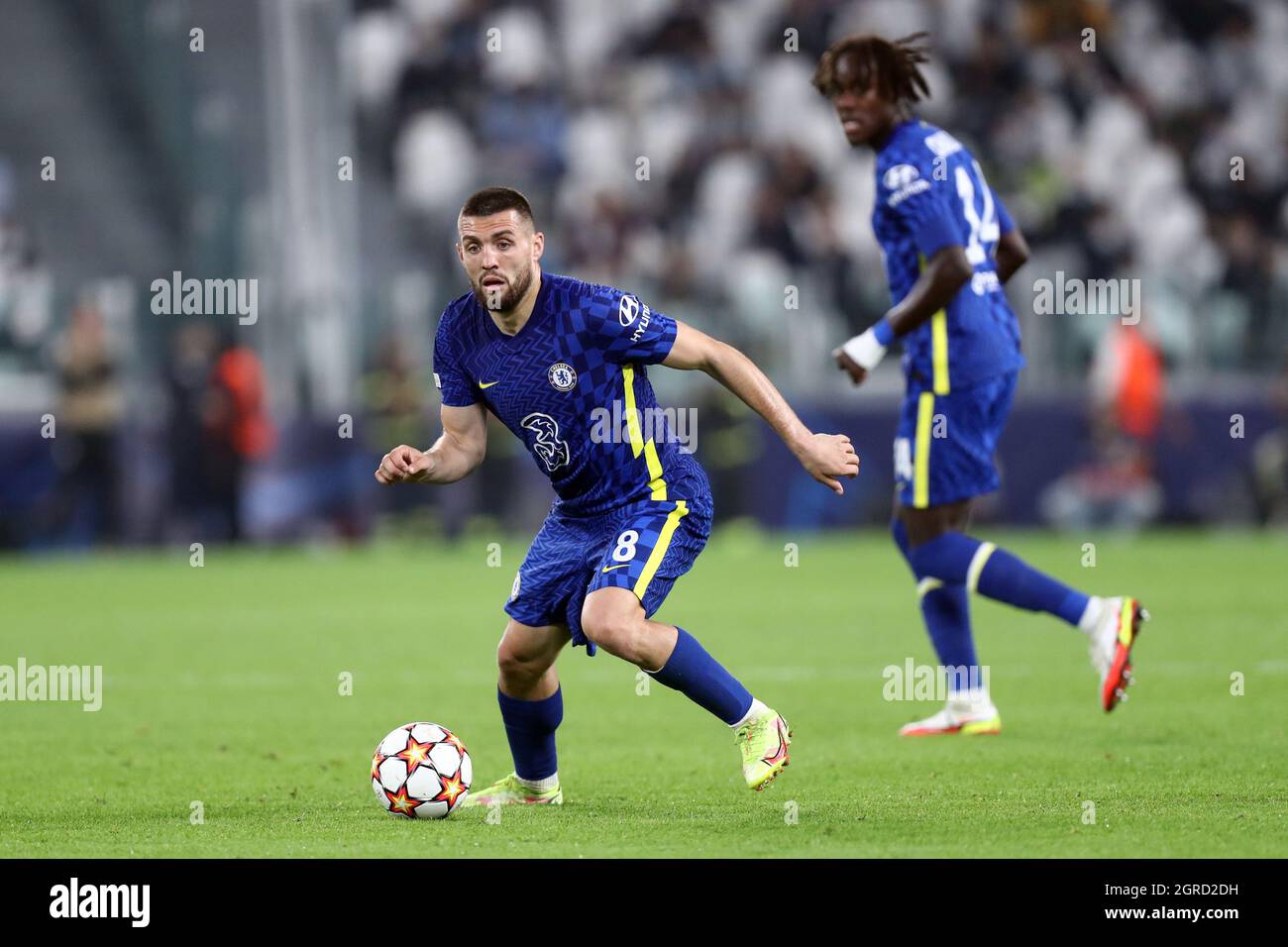 Mateo Kovacic of Chelsea Fc  controls the ball during the Uefa Champions League Group H  match between Juventus Fc and Chelsea Fc Stock Photo