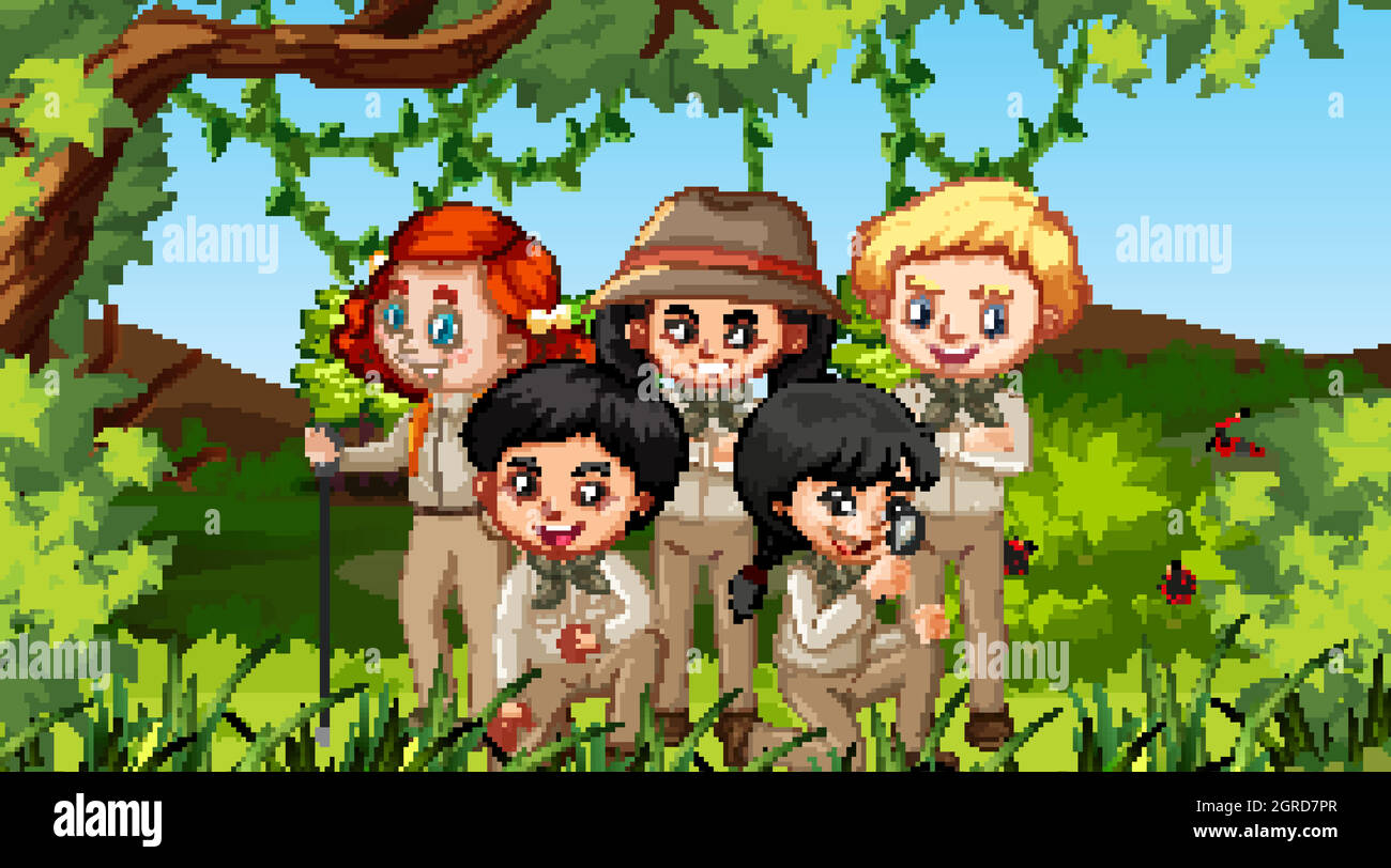 Scene with many children in the park Stock Vector Image & Art - Alamy