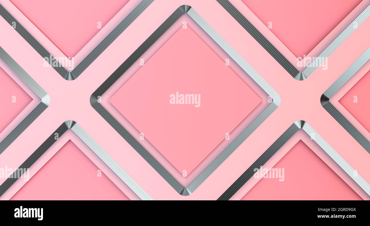 pink background with metallic profiles. 3d render Stock Photo Alamy