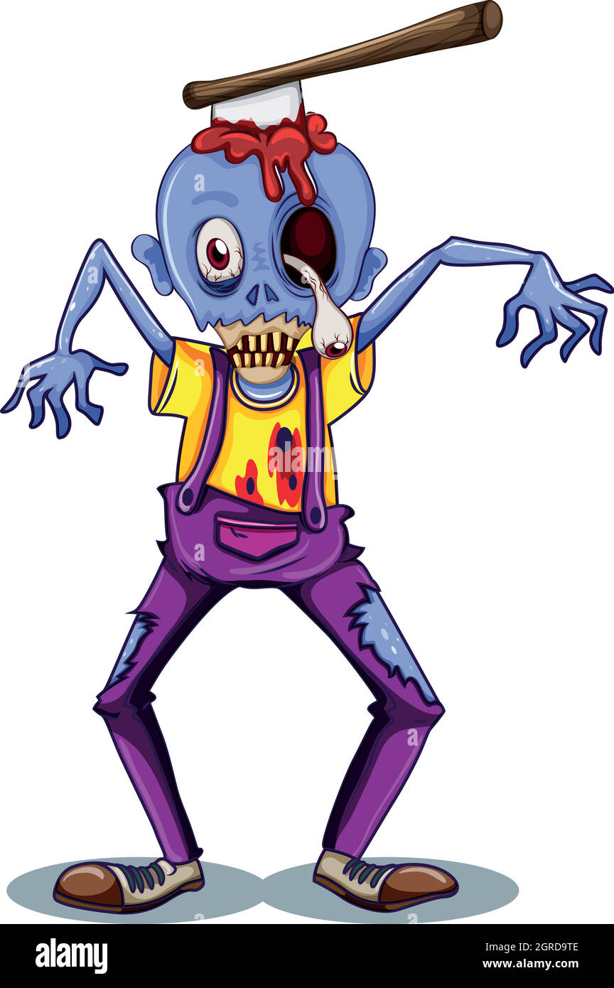 Zombie character on white background Stock Vector