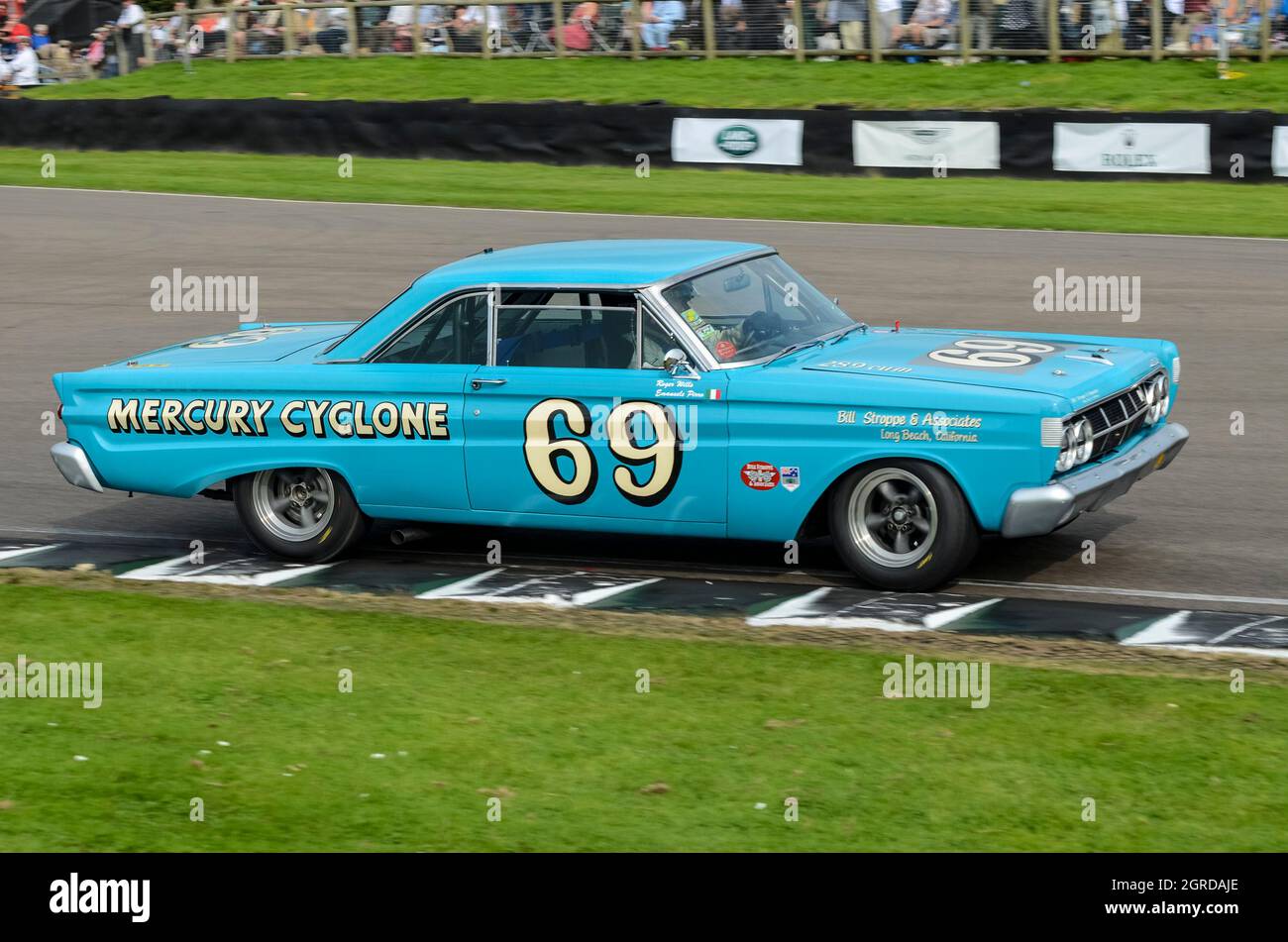 Mercury Comet Cyclone classic, vintage race car, racing in the Shelby Cup for production saloons at the Goodwood Revival 2014 Stock Photo